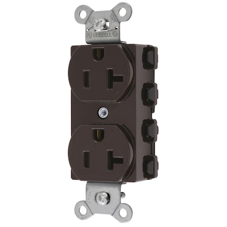 Hubbell Wiring Device-Kellems Straight Blade Receptacle, 5-20R, 20 A, 125V AC, 2 Pole, 3 Wire, Grounded SNAP5362NA